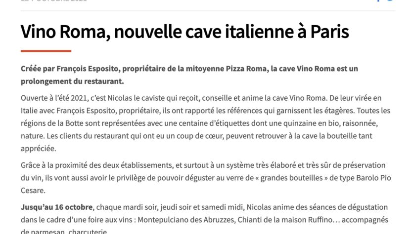 Vino Roma article