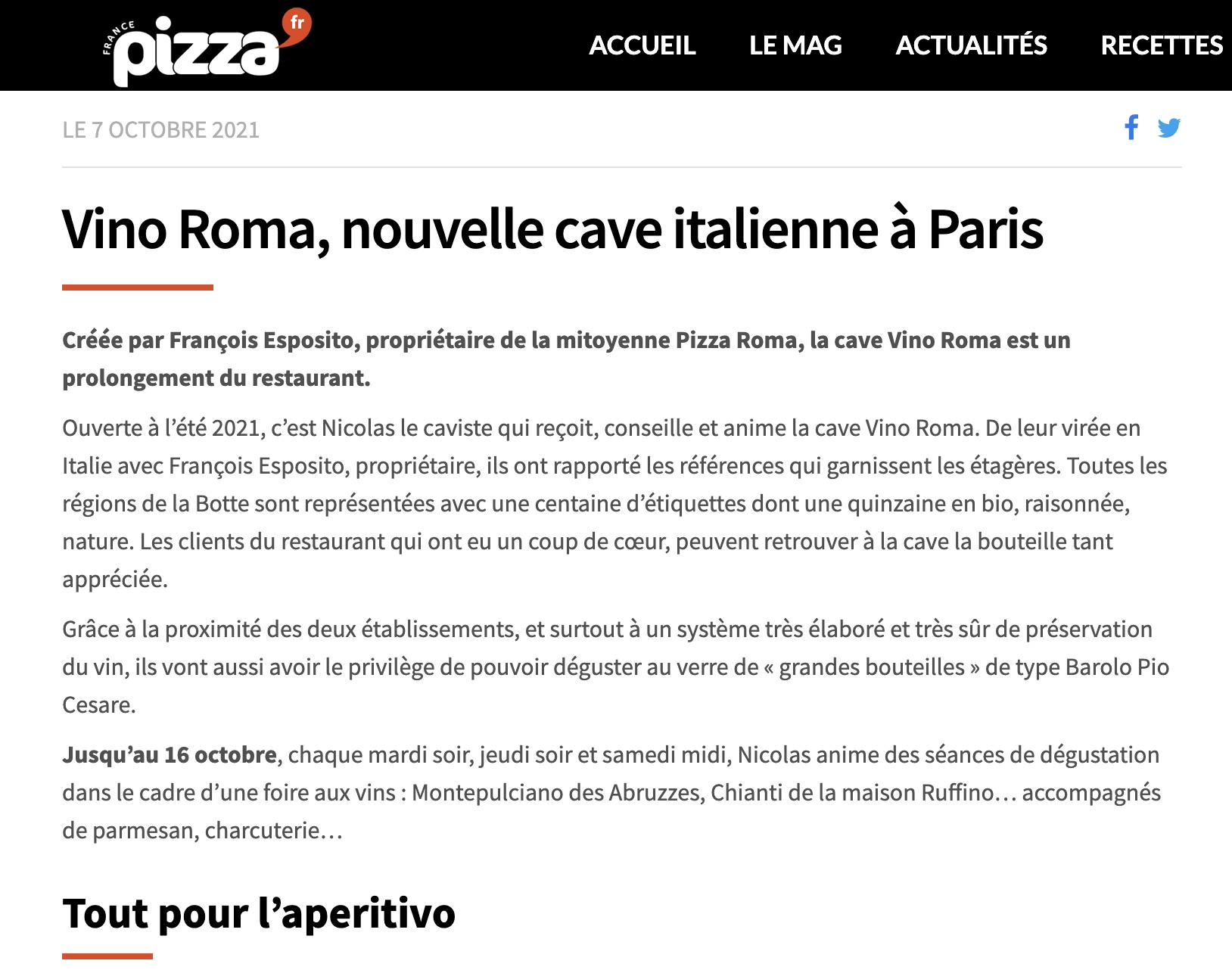 Vino Roma article